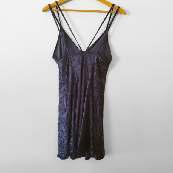 90s Sexy Grunge Blue Velvet Skater Mini Dress Size XXXL - Picture 5 of 6